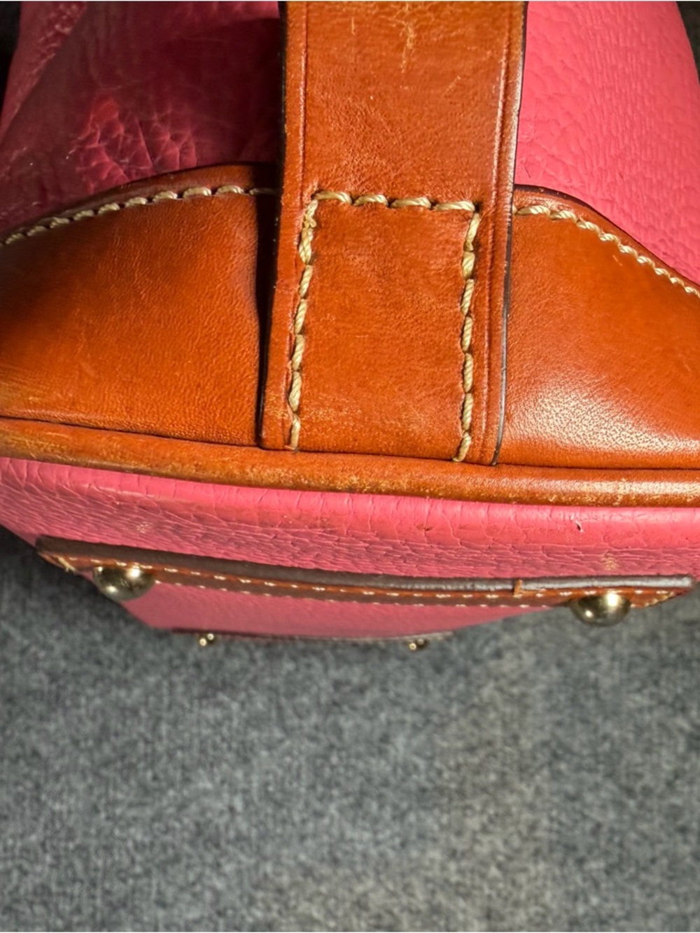 Dooney & Bourke Hot Pink Leather Satchel with Brown Trim - Picture 10 of 13